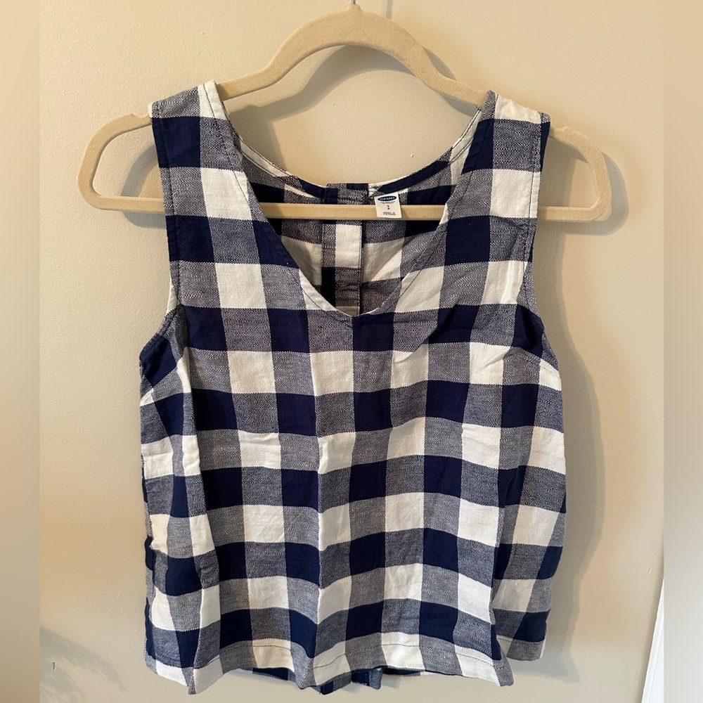 Old Navy Linen Checkered Tank